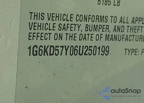 2006 Cadillac Dts Standard z USA, uszkodzony, nr VIN 1G6KD57Y06U250199